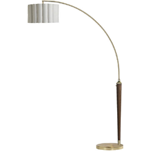 Scalloped 92 inch 14.00 watt Weathered Brass and Walnut Arc Floor Lamp Portable Light